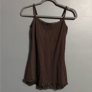 Derek heart brown Y2K lace trim cami size medium